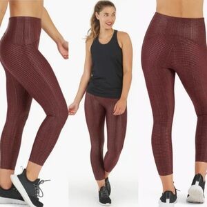 Spanx Booty Boost Active 7/8 Leggings Metallic Mist in Wine/Rose Gold / Size M